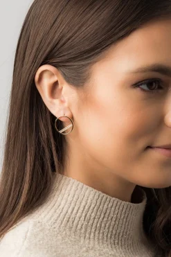 Gift Packaged 'Equinox' 18ct Yellow Gold Plated 925 Silver & Cubic Zirconia Earrings