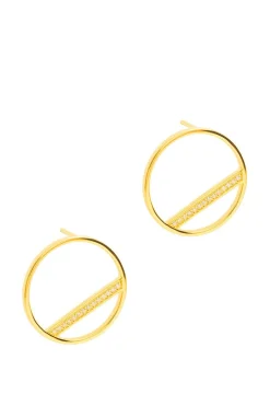 Gift Packaged 'Equinox' 18ct Yellow Gold Plated 925 Silver & Cubic Zirconia Earrings