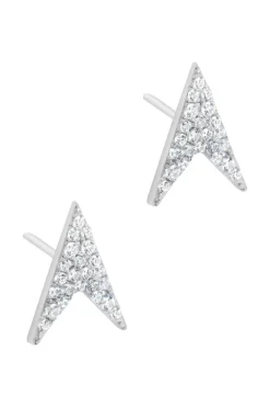 Gift Packaged 'Ines' Rhodium Plated 925 Silver Arrow Earrings