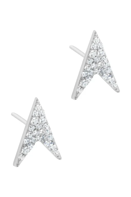 Gift Packaged 'Ines' Rhodium Plated 925 Silver Arrow Earrings