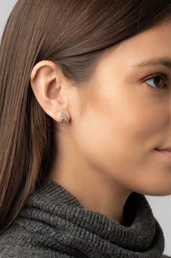 Gift Packaged 'Ines' Rhodium Plated 925 Silver Arrow Earrings