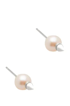 Gift Packaged 'Lysha' 925 Silver Cone & Freshwater Pearl Stud Earrings