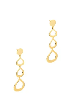 Gift Packaged 'Samara' 18ct Yellow Gold Plated 925 Silver Cut-Out Raindrop Drop Earrings