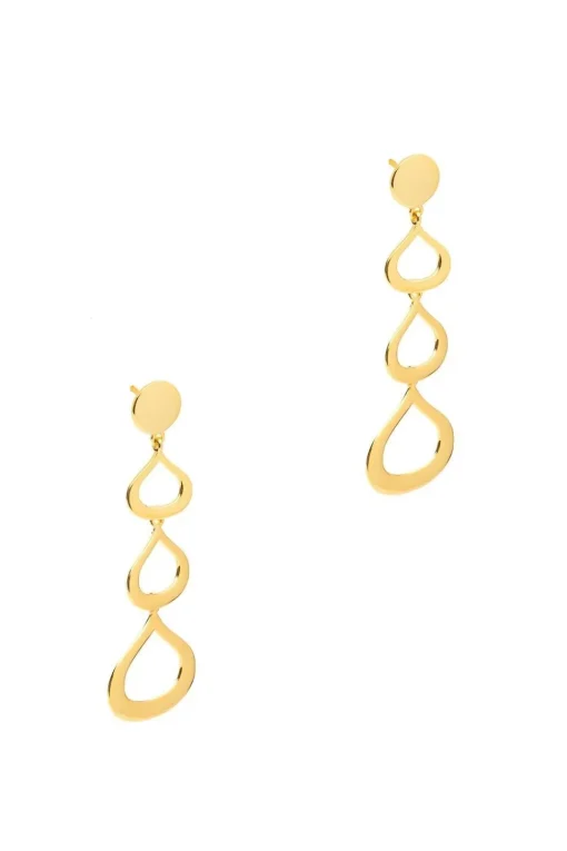 Gift Packaged 'Samara' 18ct Yellow Gold Plated 925 Silver Cut-Out Raindrop Drop Earrings