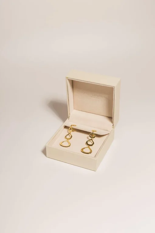 Gift Packaged 'Samara' 18ct Yellow Gold Plated 925 Silver Cut-Out Raindrop Drop Earrings