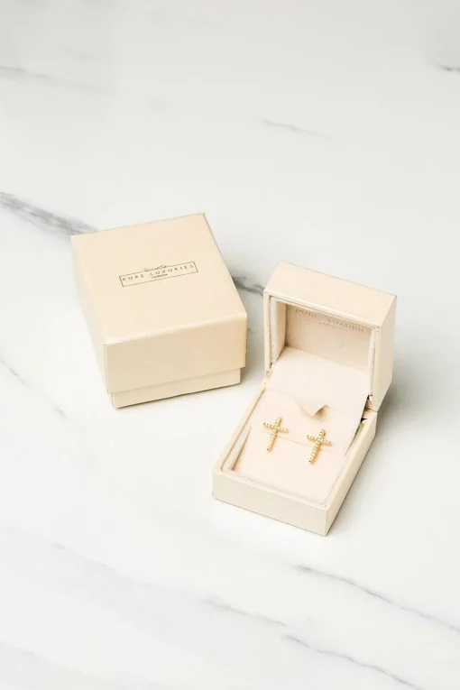 Gift Packaged 'Strand' 18ct Yellow Gold Plated 925 Silver & Cubic Zirconia Earrings