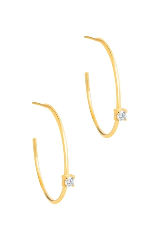 Gift Packaged 'Vilma' 18ct Yellow Gold Plated 925 Silver Open Hoop Earrings