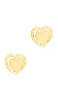 Gift Packaged 'Violette' 18ct Gold Plated 925 Silver Heart Earrings