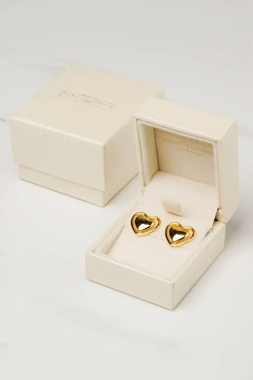 Gift Packaged 'Violette' 18ct Gold Plated 925 Silver Heart Earrings
