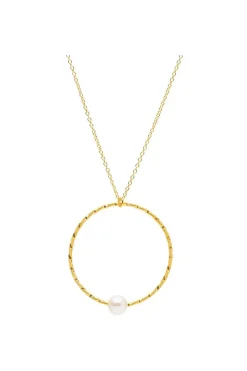 Gift Packaged 'Ximena' 18ct Yellow Gold 925 Silver & Pearl Necklace