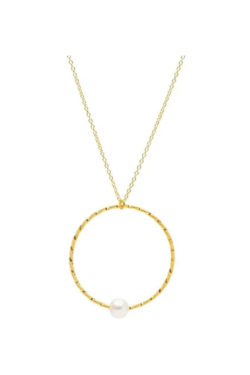 Gift Packaged 'Ximena' 18ct Yellow Gold 925 Silver & Pearl Necklace
