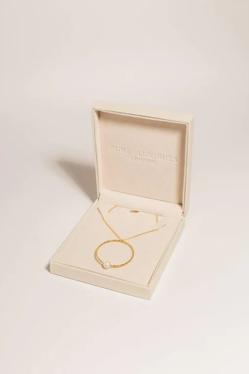 Gift Packaged 'Ximena' 18ct Yellow Gold 925 Silver & Pearl Necklace