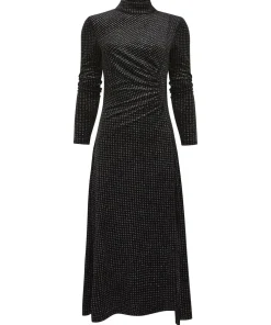 Glitter Sparkle High Neck Midi Dress
