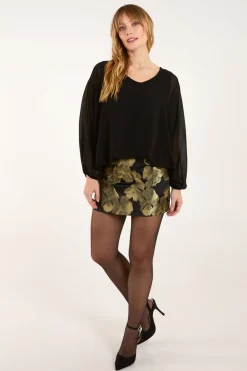 Gold Floral Jacquard Mini Skirt