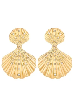 Gold Plated Oversized Shell Earrings