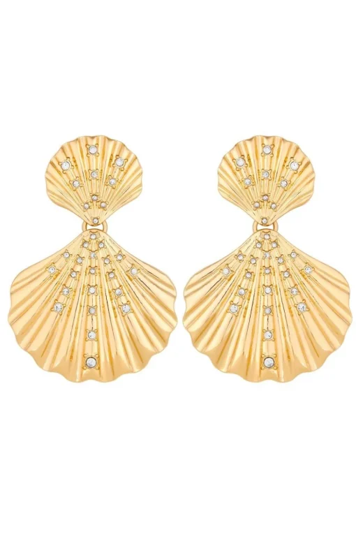 Gold Plated Oversized Shell Earrings