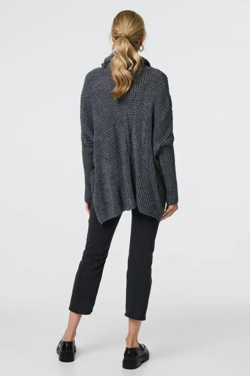 Graphic Print Metallic Roll Neck Jumper