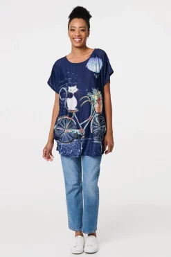 Graphic Print Relaxed Short Sleeve Tunic