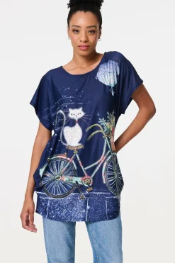 Graphic Print Relaxed Short Sleeve Tunic