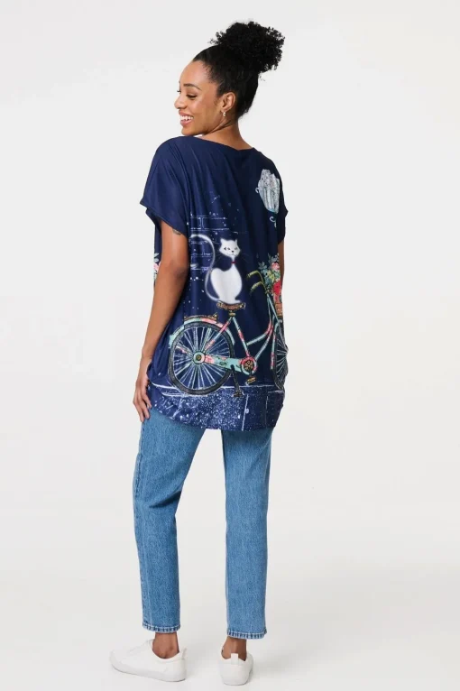 Graphic Print Relaxed Short Sleeve Tunic