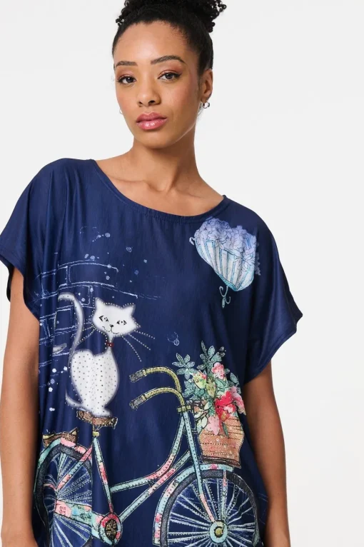 Graphic Print Relaxed Short Sleeve Tunic