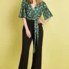 Green Animal Wrap Jumpsuit