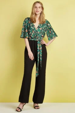 Green Animal Wrap Jumpsuit