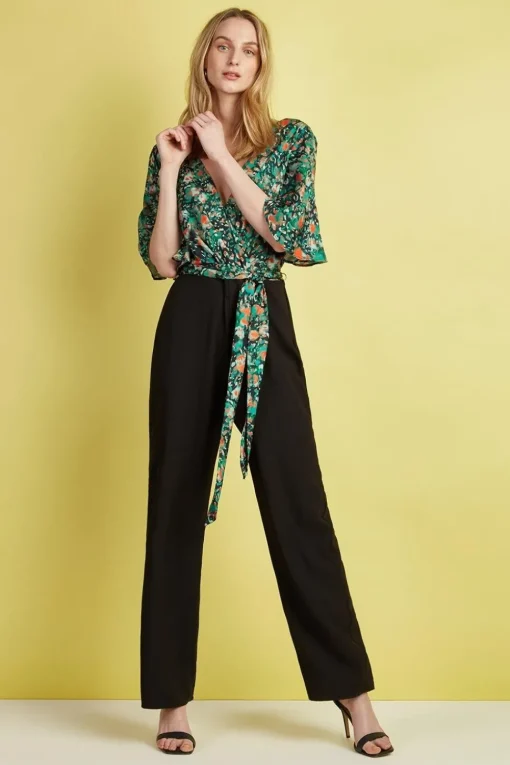 Green Animal Wrap Jumpsuit