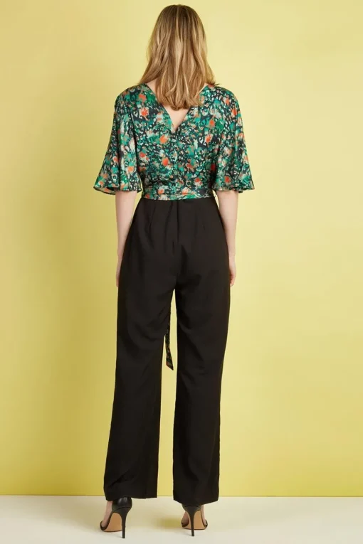 Green Animal Wrap Jumpsuit