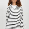 Half Zip Striped Fisherman Knit Jumper