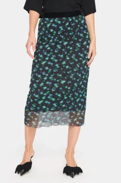 HaliejadeSZ Printed Mesh Midi Skirt-