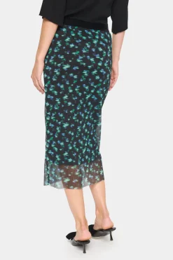 HaliejadeSZ Printed Mesh Midi Skirt-