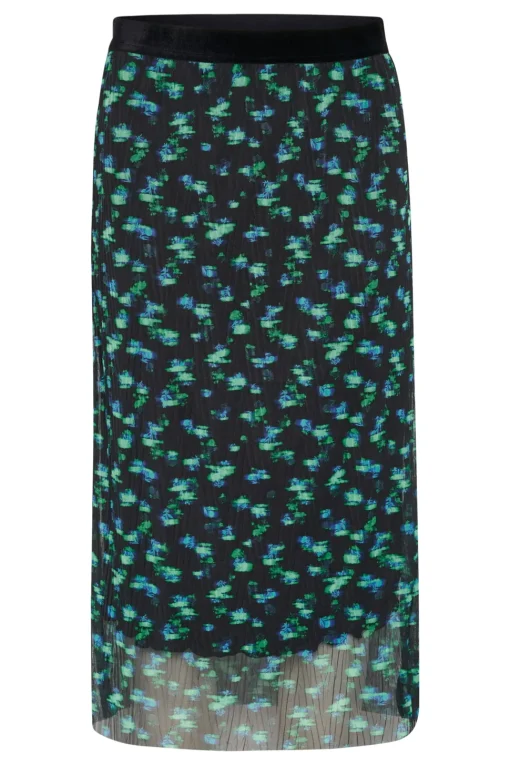 HaliejadeSZ Printed Mesh Midi Skirt-