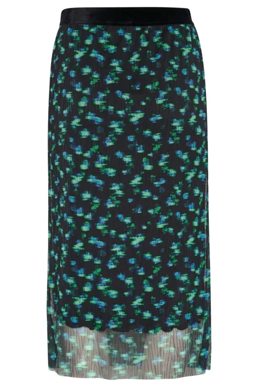 HaliejadeSZ Printed Mesh Midi Skirt-