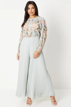 Hand Embellished Bodice Jumpsuit With Pleated Trouser