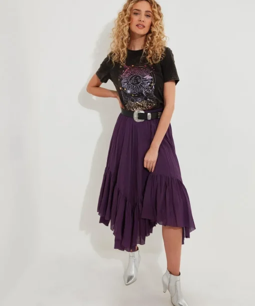 Handkerchief Hem Maxi Skirt