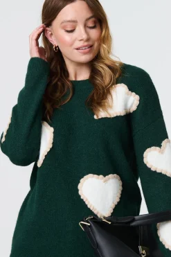 Heart Embellished Slim Jumper