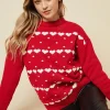 Heart Striped Crew Neck Jumper