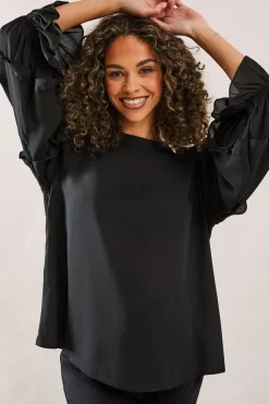 High Neck Frill Detail Blouse