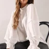 High Neck Frill Detail Blouse