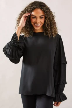 High Neck Frill Detail Blouse