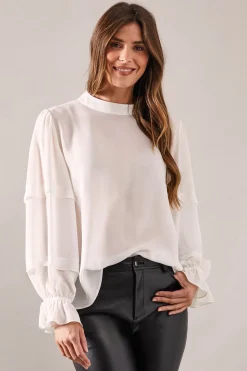 High Neck Frill Detail Blouse