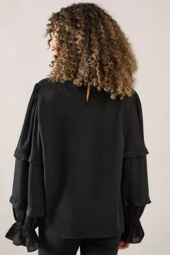 High Neck Frill Detail Blouse