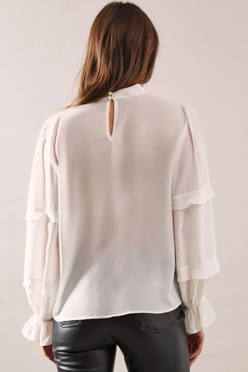 High Neck Frill Detail Blouse