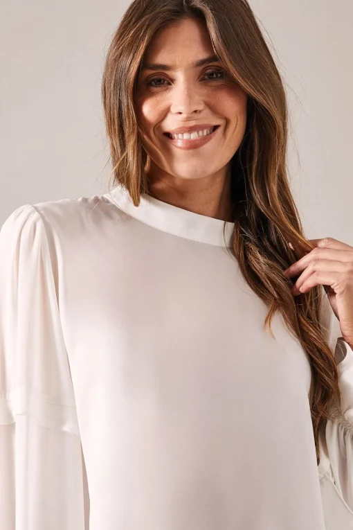 High Neck Frill Detail Blouse