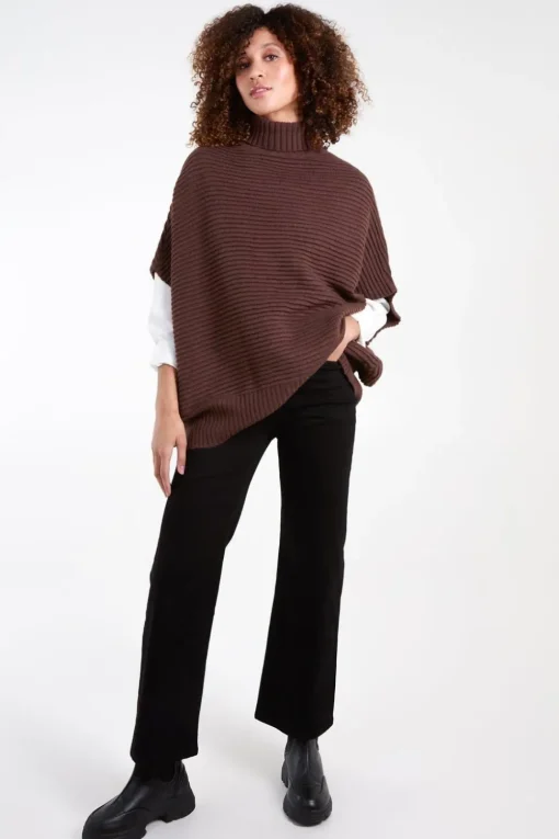 High Neck Oversized Ribbed Tabard Jumper