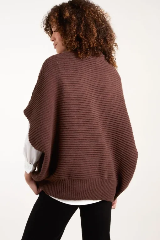 High Neck Oversized Ribbed Tabard Jumper