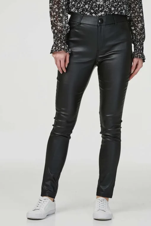 High Rise Coated Skinny Jeans