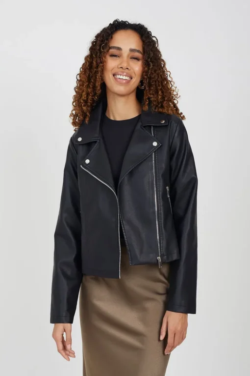 High Shine PU Biker Jacket