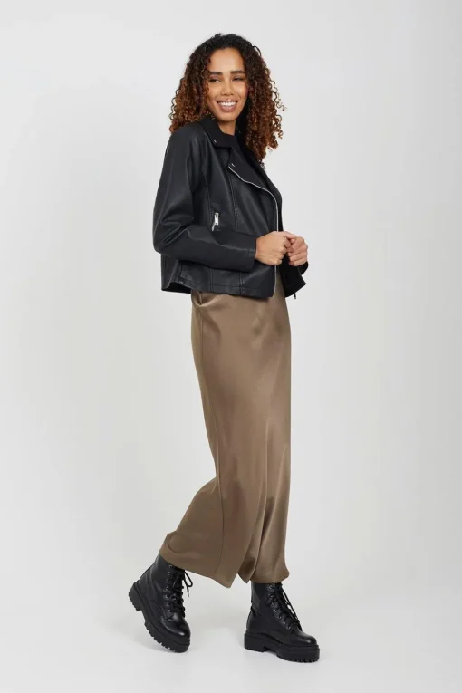 High Shine PU Biker Jacket